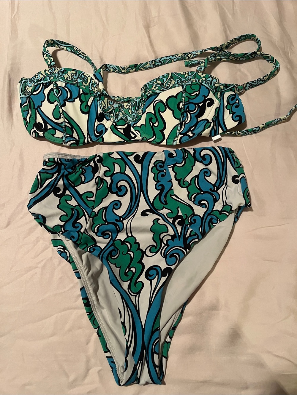 Maeve Green Blue Swirl High-Waist Bikini